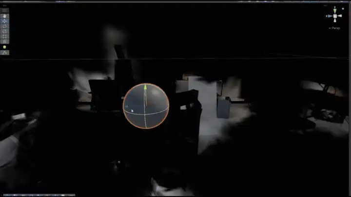 Unity에서 포인트 라이트를 움직이며 Gaussian Splatting 장면의 shadow casting 결과를 확인하는 모습